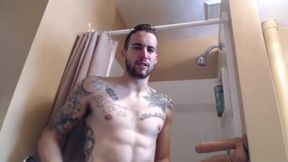 Sexy Tatte Hunk Cums in Shower