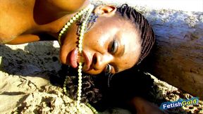 Hot ebony babe sucks and fucks a thick white dick