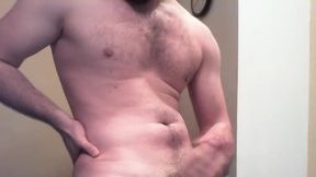 Beautiful Hairy Muscle Hunk Strokes Thick Uncut Dick