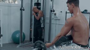 Black jock got his ass rimmed and ass fucked in the gym