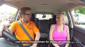 Huge Tits Blonde Fucks For Driving Pass