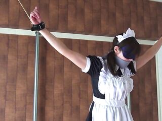 A Restrained Maid Writhing in Fun From a Remote-controlled Dildo