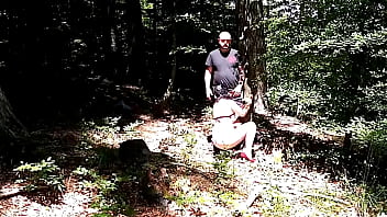 Kinky couple caught playing in the woods
