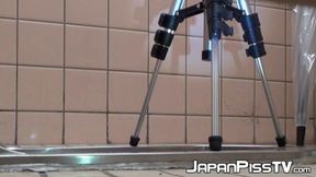 Asian beauties are showing their pussies while peeing in the public toilet