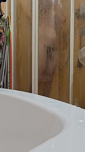 Hairy Guy Taking a Shower at His Female Friend’s Place