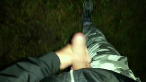 Night Cumshot to the River Canal - Wearing Camo Pants