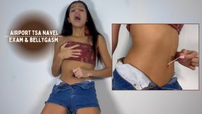 Aria Nicole Stopped By TSA For Navel Examination 4K - Petite Brunette Swabs Her Belly Button and Has Embarrassing Navel Bellygasm In Front Of TSA Agents