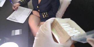 Curvy Busty Stewardess Cheats On Her Husband Letting an Officer Fuck Her Hard During the Inspection