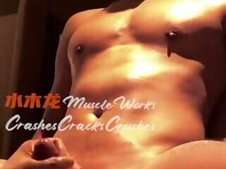Chinese muscular hunk cum control