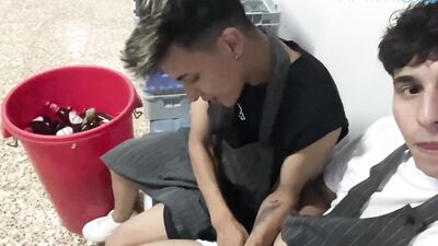David Cameron's coworker gives him a public blowjob during lunch break while people walk by