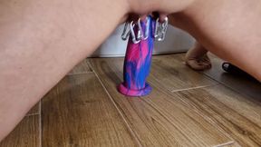 Carbines on Pierced Pussy Squirting with Bad Dragon