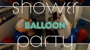Shower Balloon Party - Watch me destroy a large shower full of ballons!