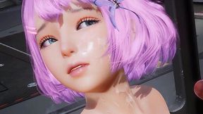 Cute ahegao 3d animated girl is getting fucked hard in both her holes by a big cock