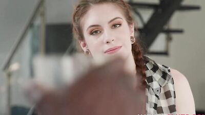 Fleshy redhead Anna De Ville gets caught masturbating by Joss Lescaf