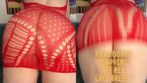PAWG Booty Clapping off Red Lace Dress 4K