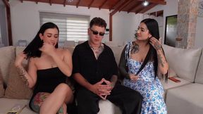 Threesome with My Best Friend and My Security Guard Share My Security Guard's Huge Cock