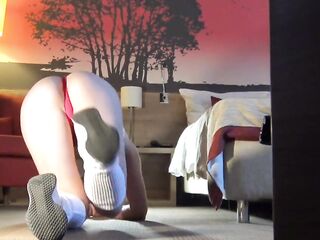 Fit big natural melons hawt yoga teacher goes wild and sexy at home does sports show boobs and cunt