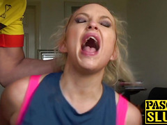 English submissive MILF roughly banged in all of her holes