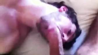 Amateur Buddy Sucks Big Cock and Balls Before Facial