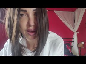 Blasphemous whore masturbates and talks dirty