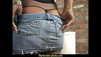 Hot couple having oral sex in gloryhole interracial 2