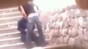 Indian coed chick lost her bet and has to fuck doggystyle outdoors