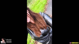 young greedy student sucks and gets fucked at a highway rest stop, creampie!