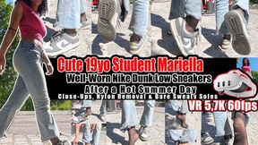 VR 3D 6K 180 60 fps | Cute 19yo Student Mariella Teases with Her Well-Worn Nike Dunk Low Sneakers, Sweaty Sheer Nylons, Stinky Feet After a Hot Summer Day – Extreme Close-Ups, Nylon Removal & Bare Sweaty Soles Worship