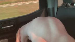 Fucked by her hubby while he chauffeurs her down sex highway