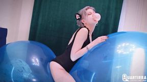 Q850 Stashia rides and deflates RX lloD while blowing bubble gum - 480p