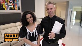Maid and her manager came to show their services - DP, Anal and Deep Blowjob