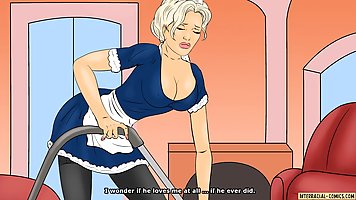 Black woman is using a strap-on to satisfy a blonde girl who needs sex all the time