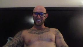 Bald Guy Getting Hard and Stroking