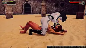 Draka Claims Greta in Hot Nude Fighting 3D Encounter