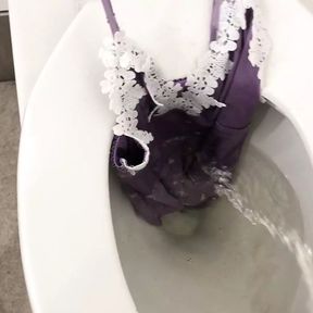 Lavender Satin Camisole Soaked in Piss and Covered in Cum