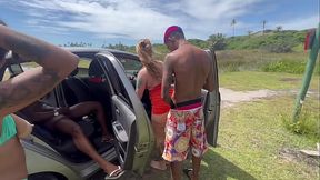 Blondes and Latina get their pussies filled in the woods