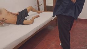 Jerk off and cum in front of my straight neighbour