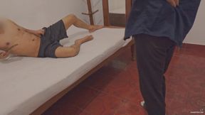 Jerk off and cum in front of my straight neighbour