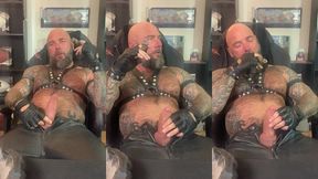 jason collins cigar smoking in leather!