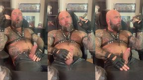 jason collins cigar smoking in leather!