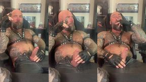 jason collins cigar smoking in leather!