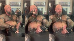 jason collins cigar smoking in leather!