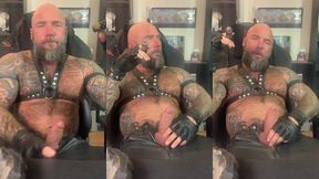 jason collins cigar smoking in leather!