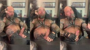 jason collins cigar smoking in leather!