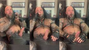 jason collins cigar smoking in leather!