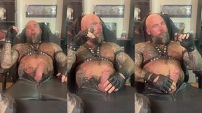 jason collins cigar smoking in leather!