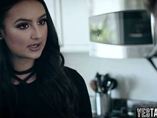 Large bazookas slim Latin chick chick Eliza Ibarra bangs large weenie colleague