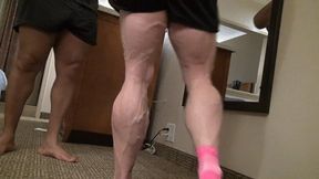 Calf comparison and stomach punch