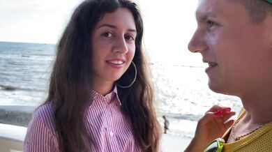 Girl makes her cuckold boyfriend suck cock