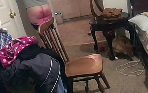 She is put otk and has her pants pulled down